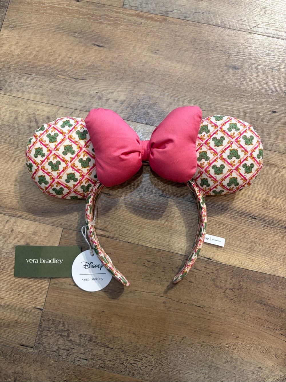 BNWT Vera Bradley Disney Mickey Trellis Minnie Mouse Ears Headband Pink Bow